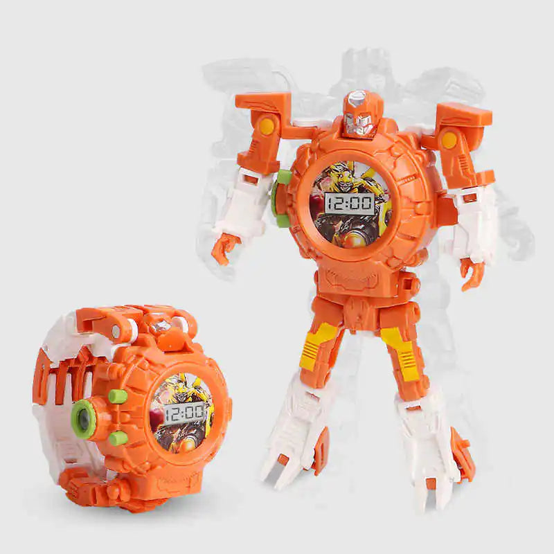 Transforming Cartoon Robot Projection Watch for Kids