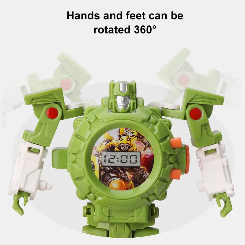 Transforming Cartoon Robot Projection Watch for Kids